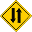 Two-way Traffic Ahead sign
