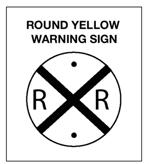 Round yellow warning sign