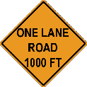 one lane road 1000 ft.